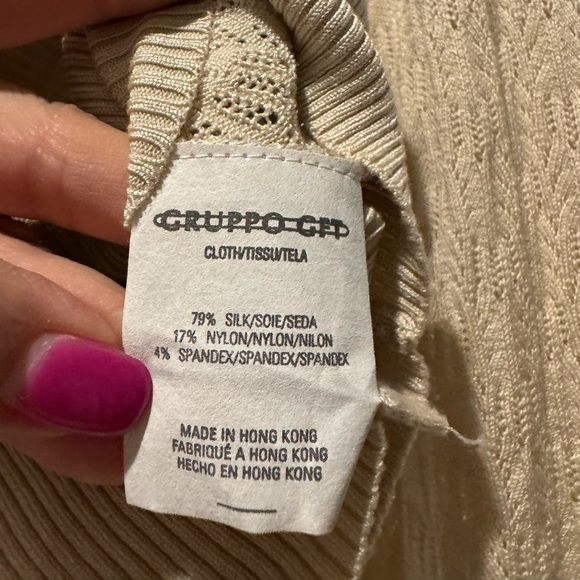 EMANUEL UNGARO Beige Button-Up Silk Cardigan Size M Classic Timeless Elegant - Picture 11 of 13